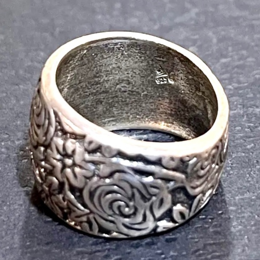 Silpada Vintage RARE Floral Garden Etched Oxidized Solid Sterling Silver Ring - Picture 6 of 7